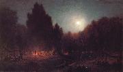 Sanford Robinson Gifford Night Bivouac of the Seventh Regiment New York at Arlington Heights,Virginia oil on canvas